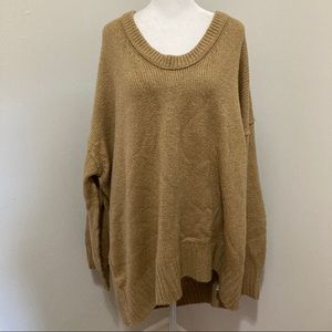 Free People Brookside Camel Oversize Tunic Sweater